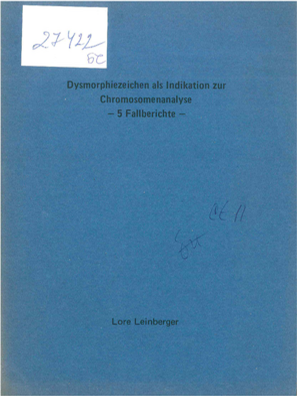 Dysmorphiezeichen als Indikation zur Chromosomenanalyse