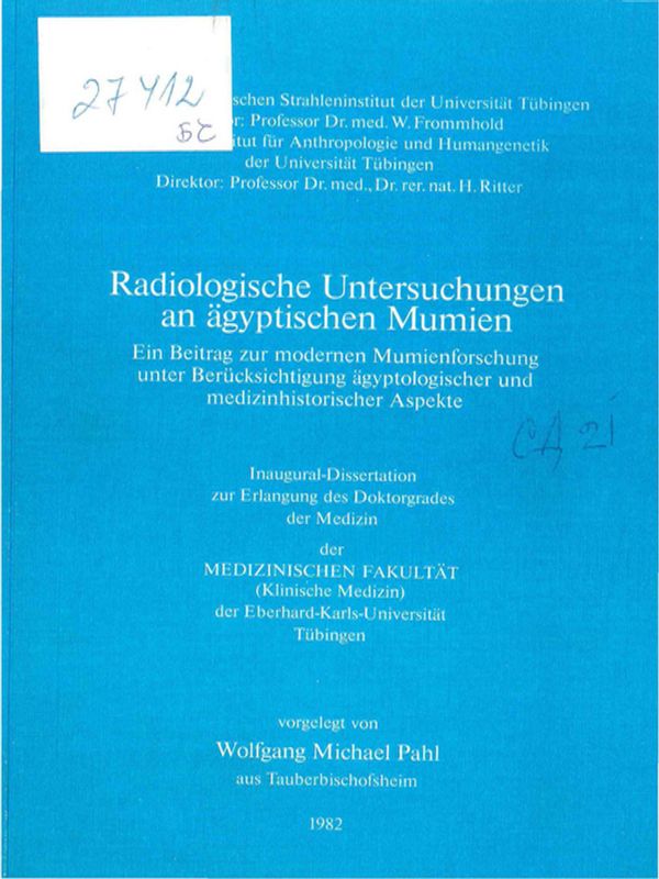Radiologische Untersuchungen an aqyptischen Mumien