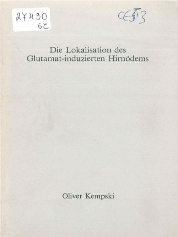 Die Lokalisation des Glutamat-induzierten Hirnodems