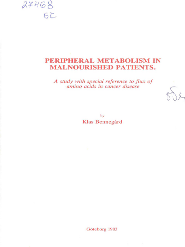 Peripheral metabolism in malnourished patients
