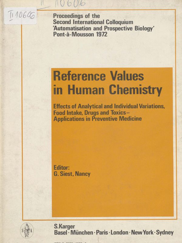 Reference values in human chemistry
