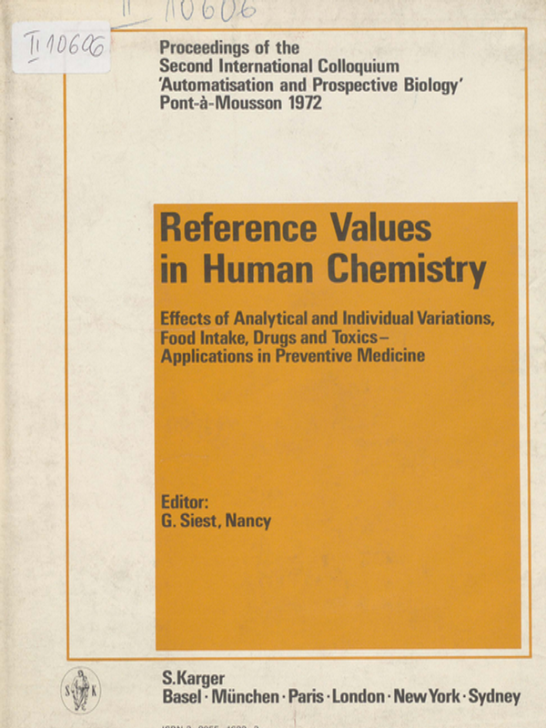 Reference values in human chemistry