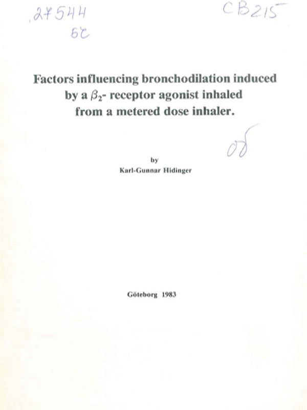 Factors influencing bronchodilation induced by a Beta 2 - receprot agonist inhaled from a metered dose inhaler