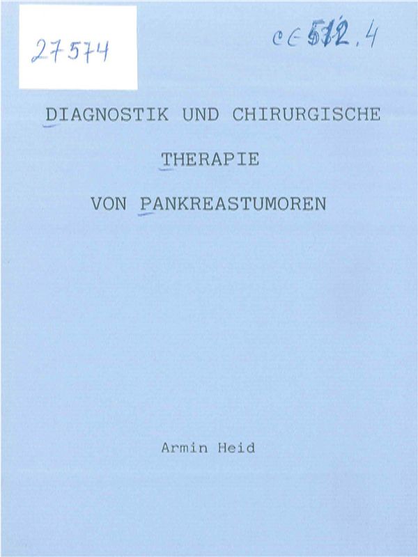 Diagnostik und chirurgische Therapie von Pankreastumoren