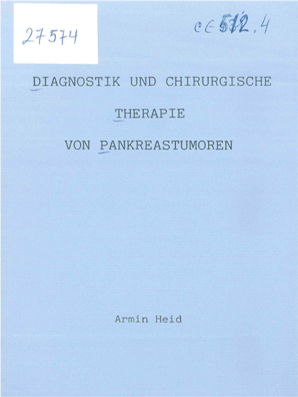 Diagnostik und chirurgische Therapie von Pankreastumoren