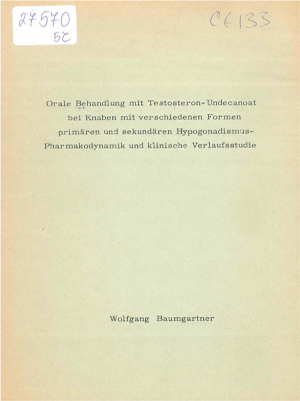 Orale Behandlung mit Testosteron-Undecanoat bei Knaben mit verschiedenen Formen primaren und sekundaren Hypogonadismus - Pharmakodynamic und klinische Verlaufstudie