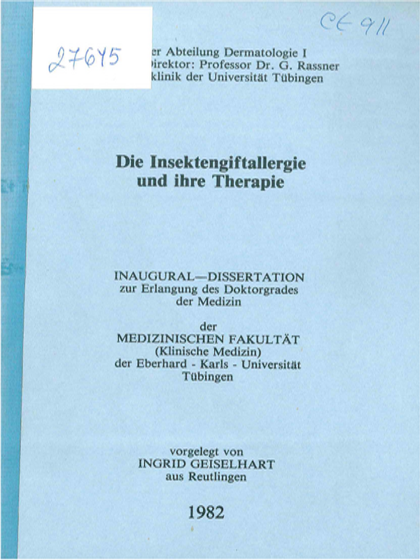 Die Insektengiftallergie und ihre Therapie