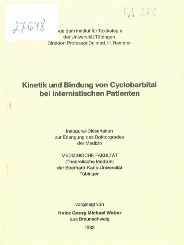 Kinetik und Bindung von Cyclobarbital bei internistischen Patienten