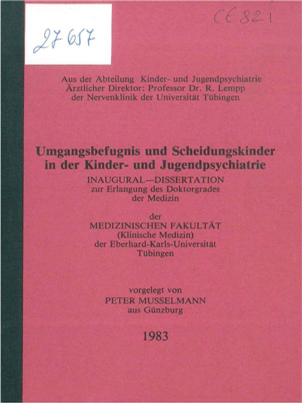 Umgangsbefugnis und Scheidungskinder in der Kinder- und Jugendpsychiatrie