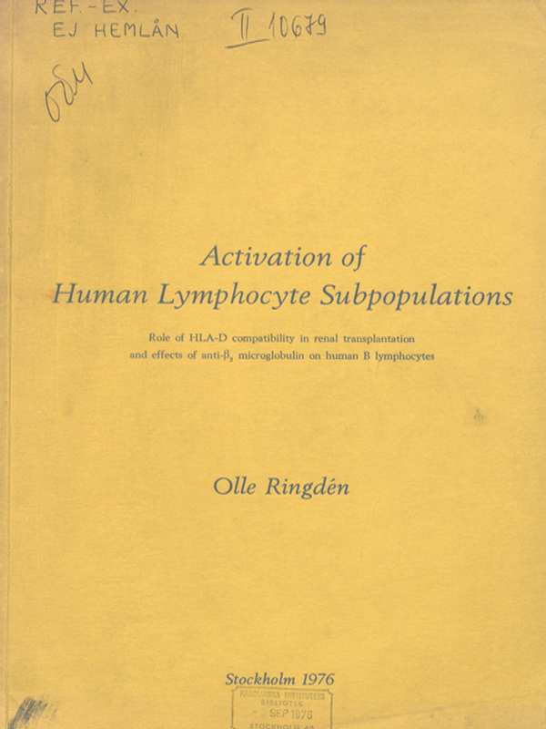 Activation of human lymphocyte subpopulations