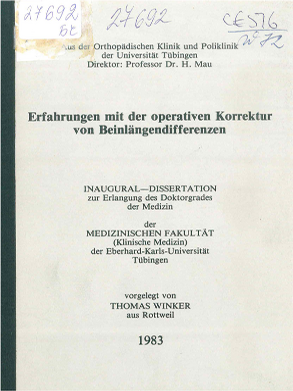 Erfahrung mit der operativen Korrektur von Beinlangendifferenzen