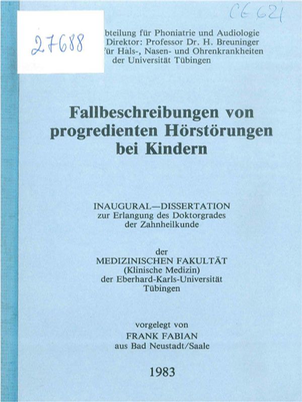 Fallbeschreibungen von progredienten Horstorungen bei Kindern
