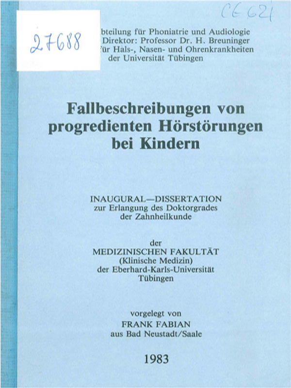 Fallbeschreibungen von progredienten Horstorungen bei Kindern