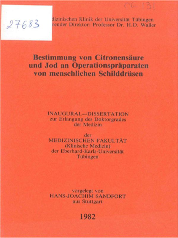 Bestimmung von Citronensaure und Jod an Operationspraparaten von menschlichen Schilddrusen