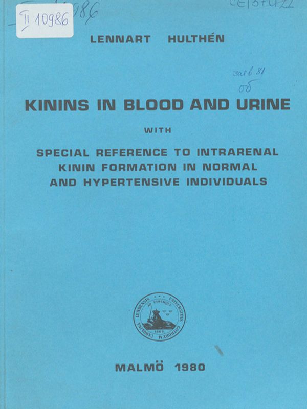 Kinins in blood and urine with special reference to intrarenalkinin formation in normal and hypertensive individuals
