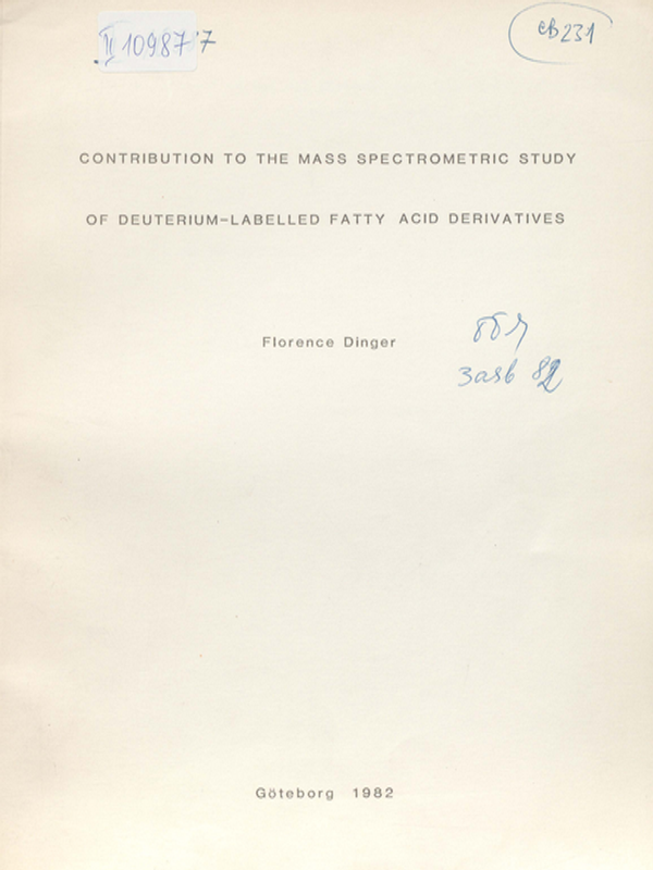 Contribution to the mass spectrometric study of deuterium-labelled fatty acid derivatives
