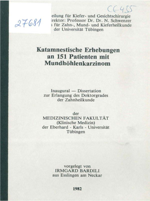Katamnestische Erhebungen an 151 Patienten mit Mundhohlenkarzinom