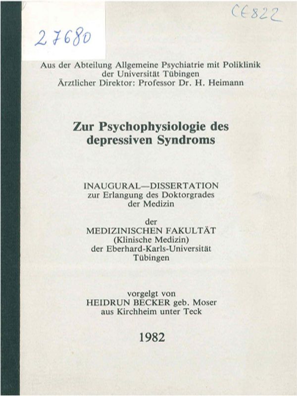 Zur Psychophysiologie des depressiven Syndroms