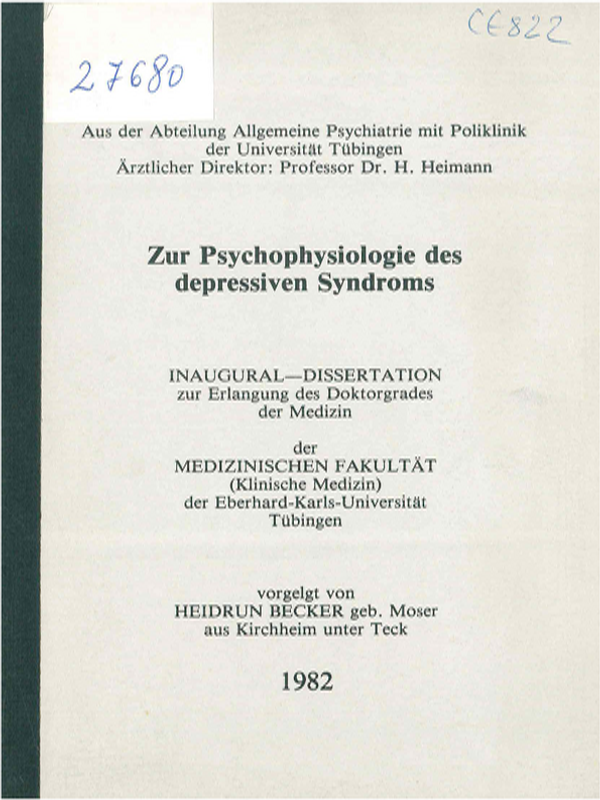 Zur Psychophysiologie des depressiven Syndroms