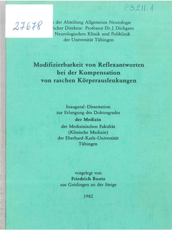 Modifizierbarkeit von Reflexantworten bei der Kompensation von raschen Korperauslenkungen