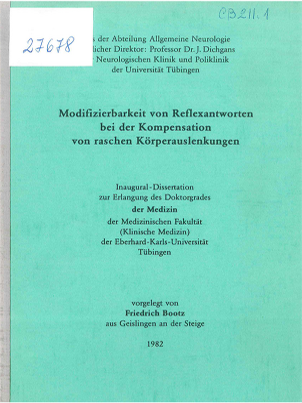 Modifizierbarkeit von Reflexantworten bei der Kompensation von raschen Korperauslenkungen