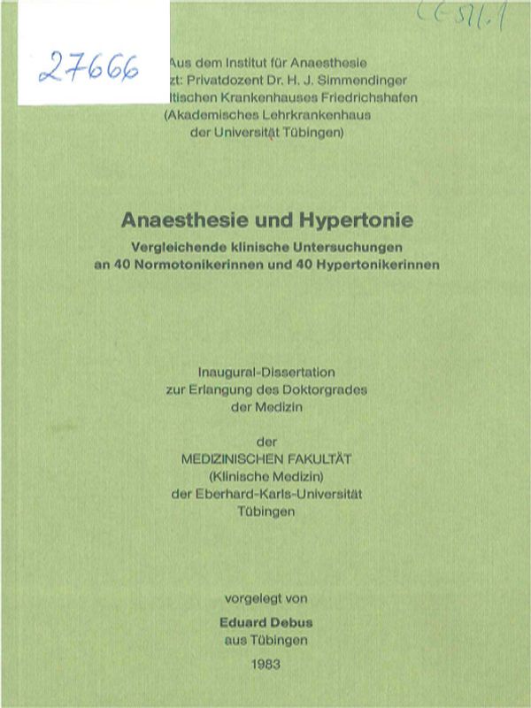 Anaesthesie und Hypertonie