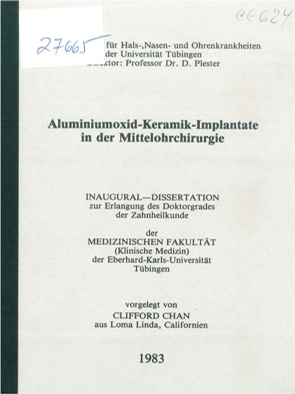Aluminiumoxid-Keramik-Implantate in der Mittelohrchirurgie
