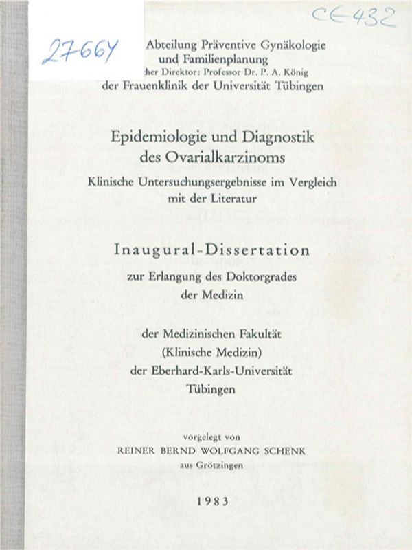 Epidemiologie und Diagnostik des Ovarialkarzinoms