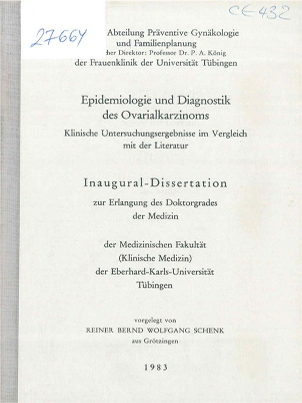 Epidemiologie und Diagnostik des Ovarialkarzinoms