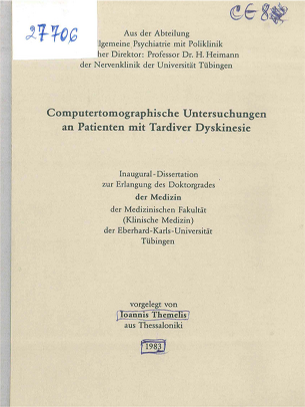 Computertomographische Untersuchungen an Patienten mit Tardiver Dyskinesie