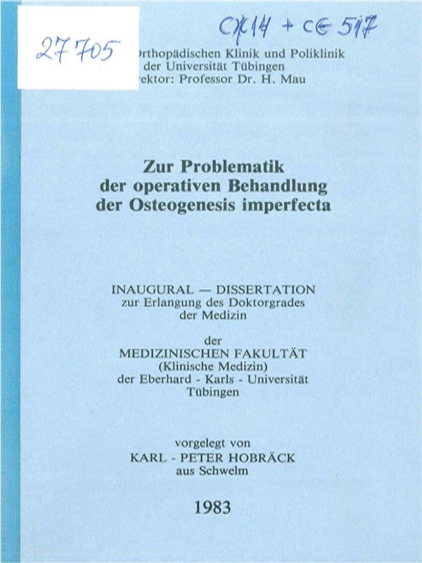 Zur Problematik der operativen Behandlung der Osteogenesis imperfecta