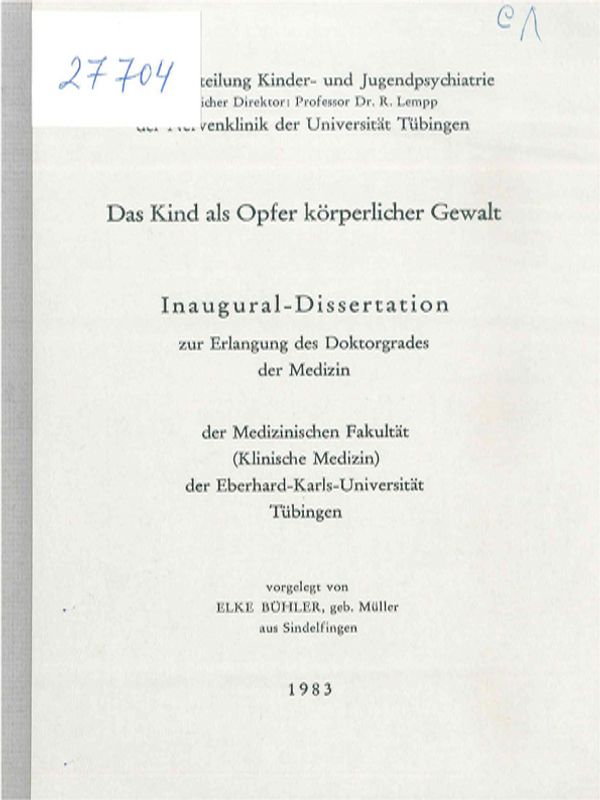 Das Kind als Opfer korperlicher Gewalt