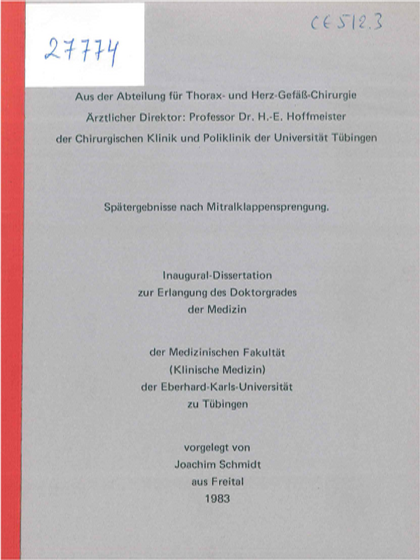 Spatergebnisse nach Mitralklappensprengung