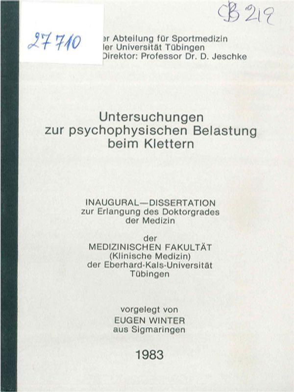 Untersuchungen zur psychophysischen Belastung beim Klettern