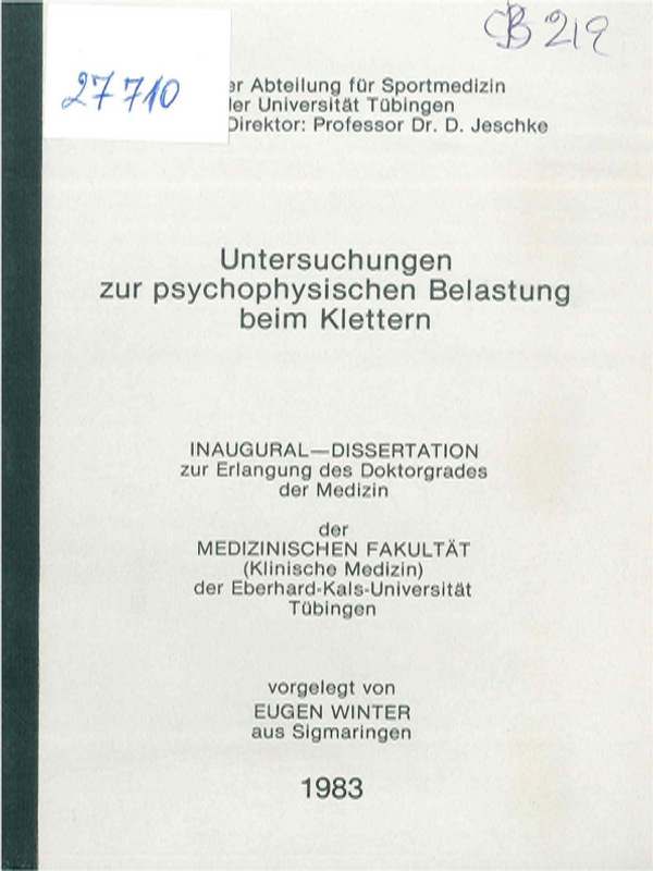 Untersuchungen zur psychophysischen Belastung beim Klettern