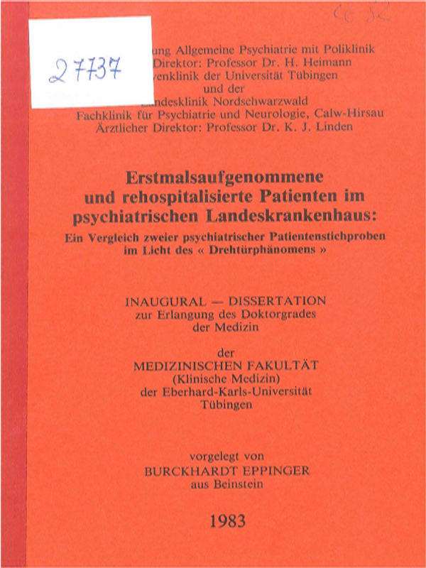 Erstmalsaufgenommene und rehospitalisierte Patienten im psychiatrischen Landeskrankenhaus