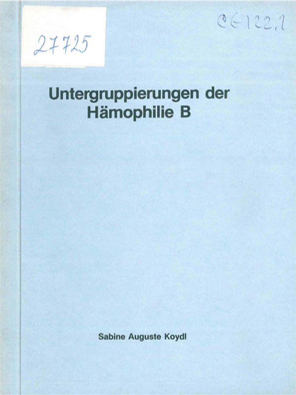 Untergruppierungen der Hamophilie B