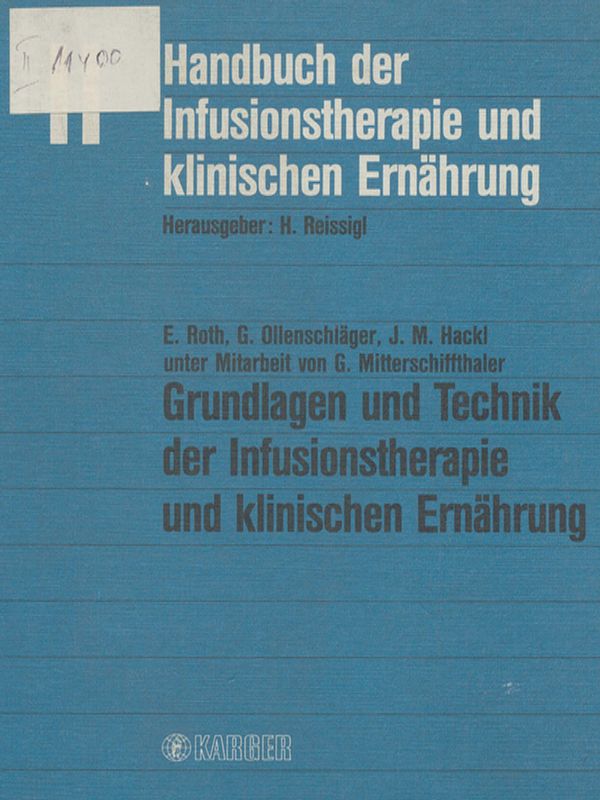 Handbuch der Infusionstherapie und klinischen Ernahrung