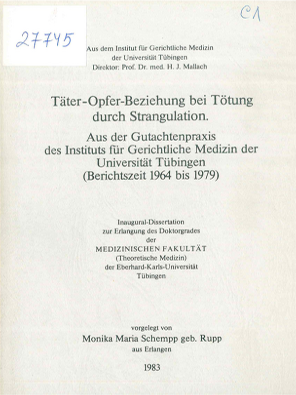 Tater-Opfer-Beziehung bei Totung durch Strangulation