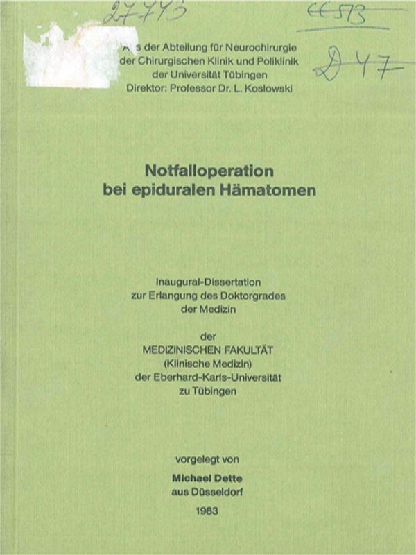 Notfalloperation bei epiduralen Hamatomen