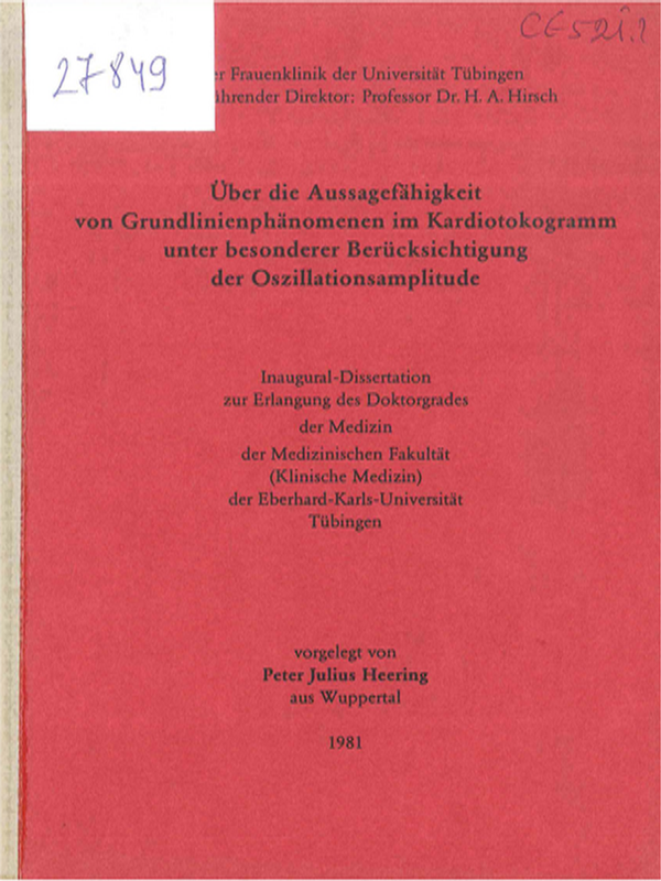Uber die Aussagefahigkeit von Grundlinienphanomenen im Kardiotokogramm unter besonderer Berucksichtigung der Oszillationsamplitude