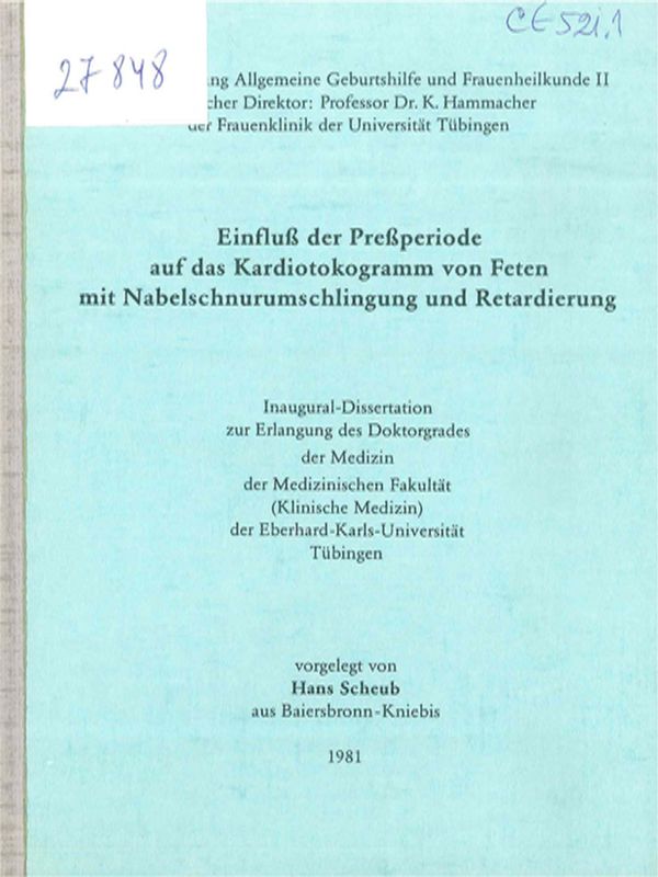 Einfluss der Pressperiode auf das Kardiotokogramm von Feten mit Nabelschnurumschlingung und Retardierung