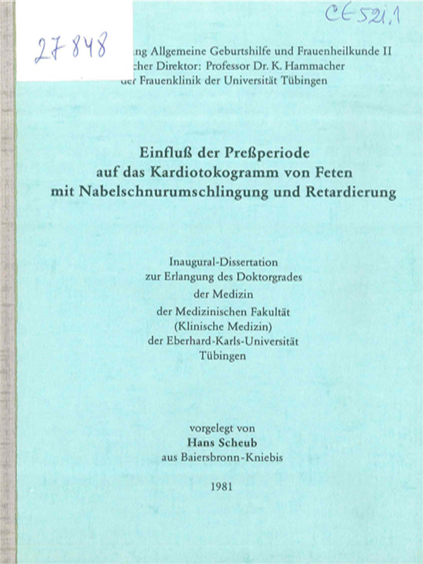 Einfluss der Pressperiode auf das Kardiotokogramm von Feten mit Nabelschnurumschlingung und Retardierung