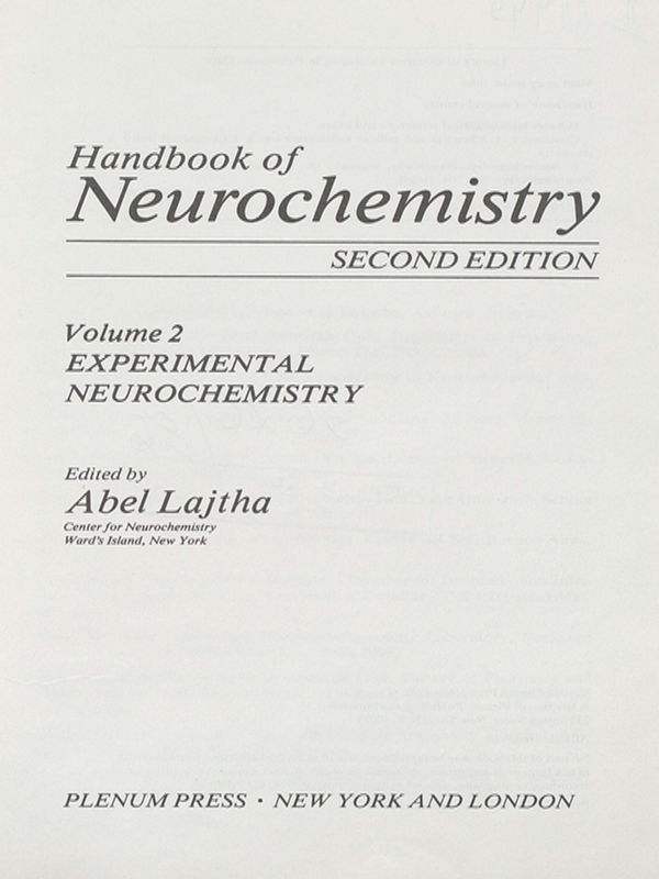 Handbook of neurochemistry