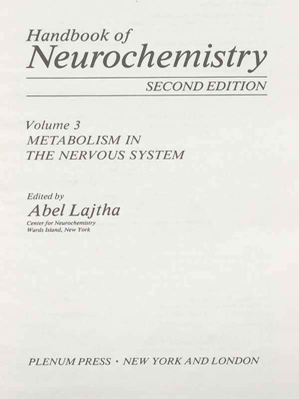 Handbook of neurochemistry