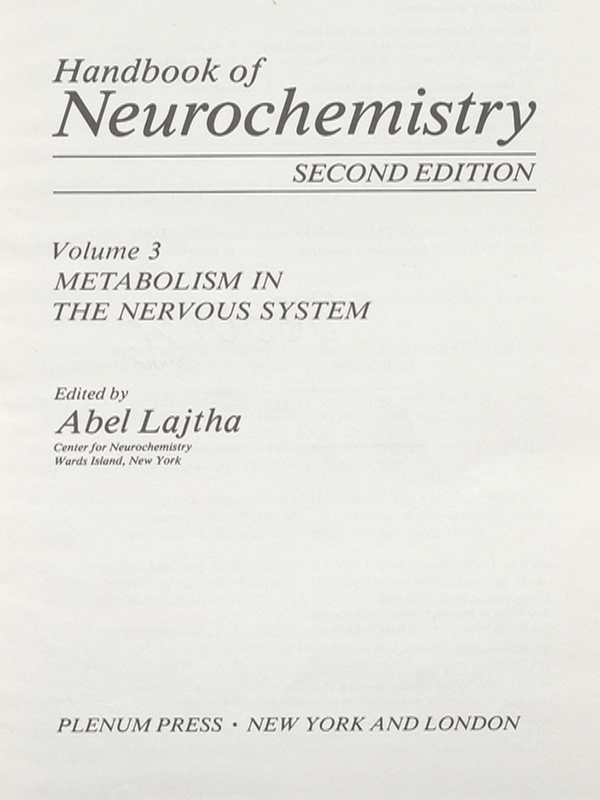 Handbook of neurochemistry