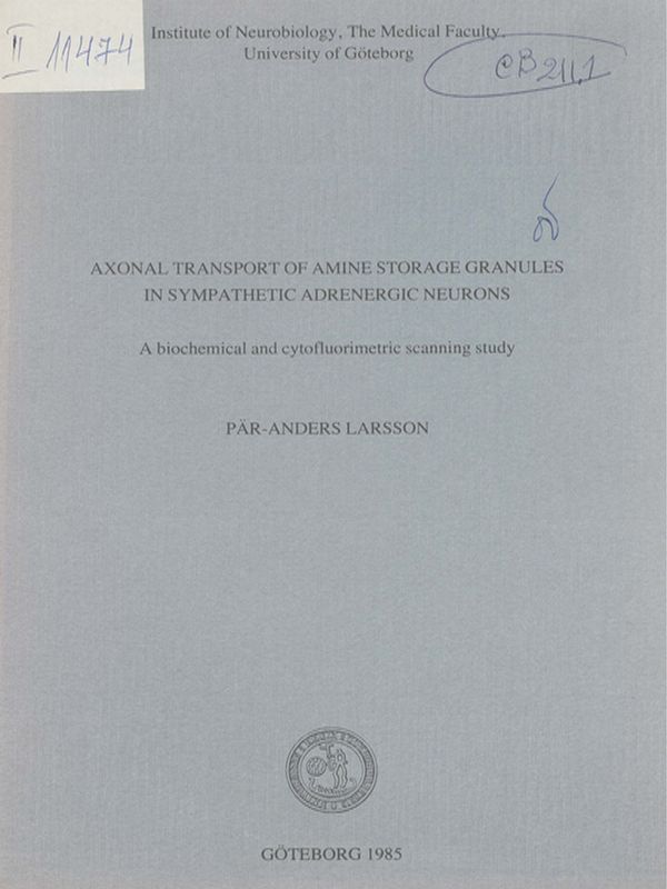 Axonal transport of amine storage granules in sympathetic adrenergic neurons