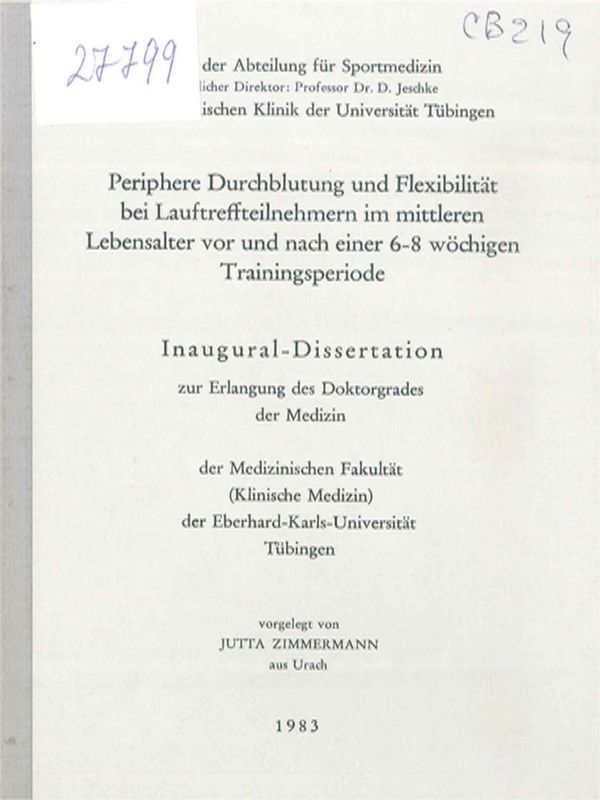 Periphere Durchblutung und Flexibilitat bei Lauftreffteilnehmern im mittleren Lebensalter vor und nach einer 6-8 wochigen Trainingsperiode