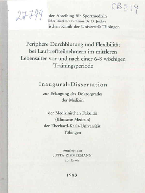 Periphere Durchblutung und Flexibilitat bei Lauftreffteilnehmern im mittleren Lebensalter vor und nach einer 6-8 wochigen Trainingsperiode