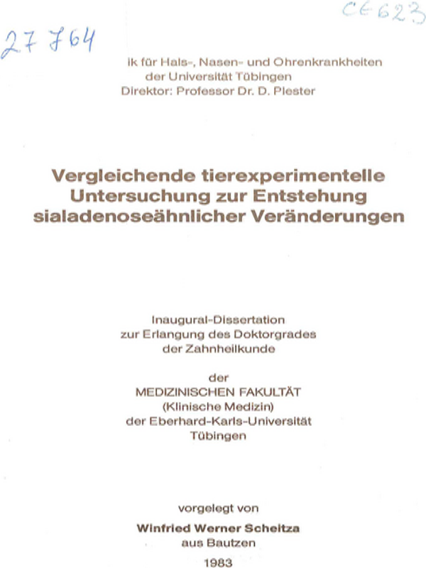 Vergleichende tierexperimentelle Untersuchung zur Entstehung sialadenoseahnlicher Veranderungen